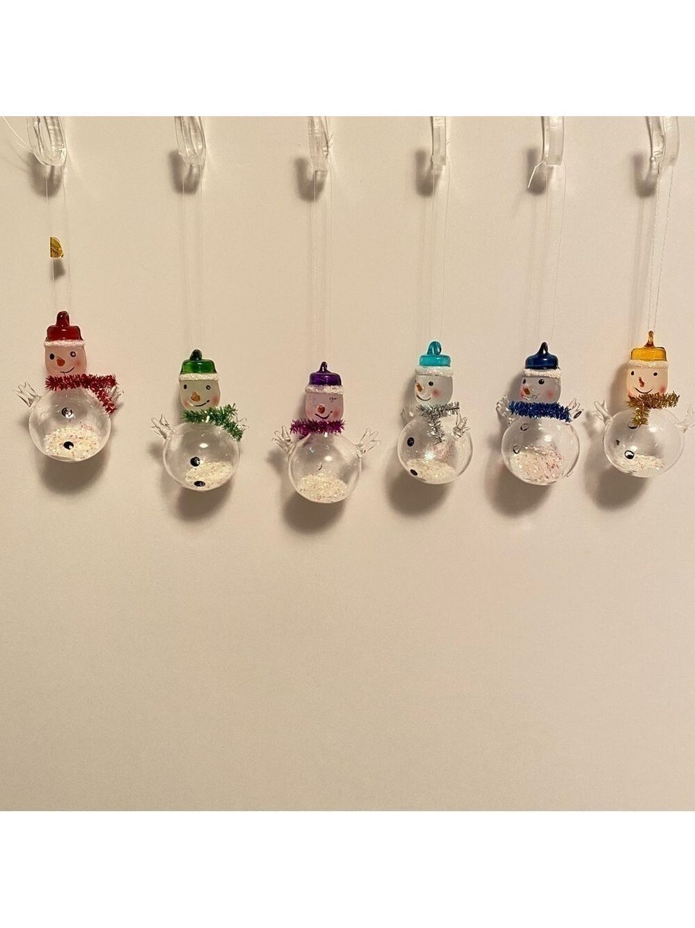 Vintage Blown Glass Snowmen Christmas Tree Ornaments Set of 6